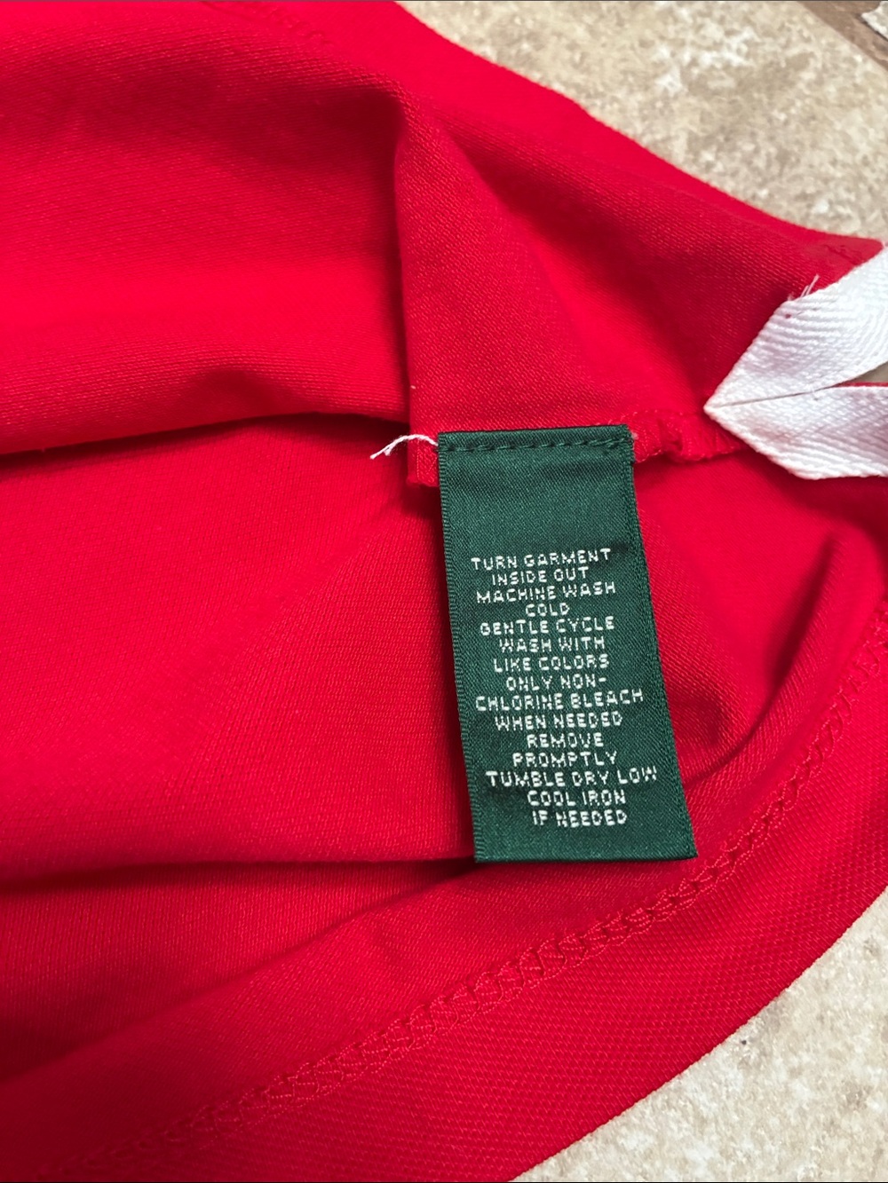 Lauren Ralph Lauren Red Polo Button-Down with Black Collar and Crest - Picture 5 of 7